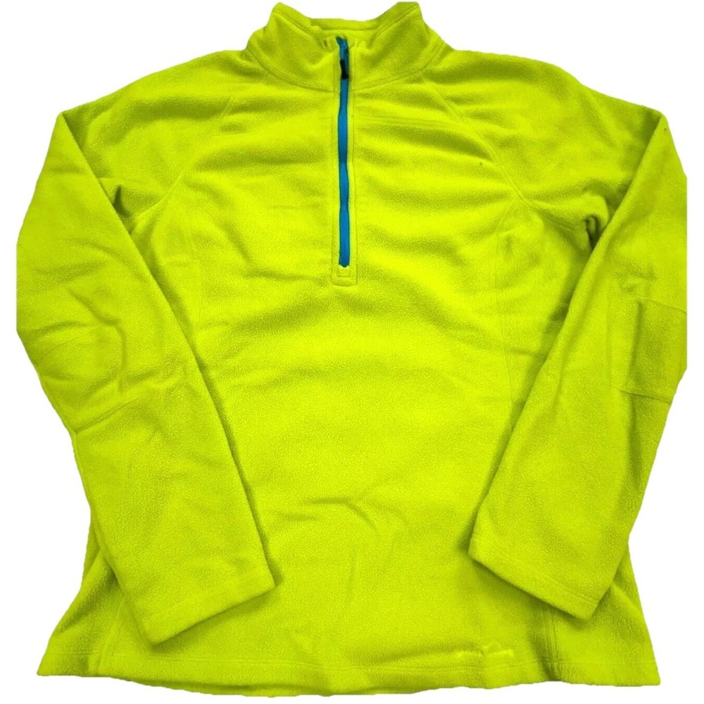Eddie Bauer Sweater Women Medium Green‎ Blue Fleece Pull Over Jacket Sweatshirt